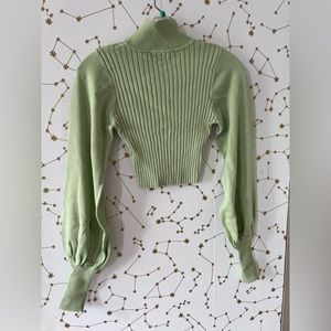 Sage green cropped turtle neck sweater ✨